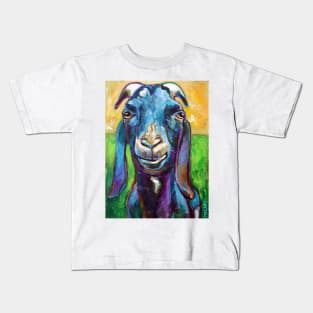 Lucian the BLACK FARM GOAT by Robert Phelps Kids T-Shirt